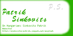 patrik sinkovits business card